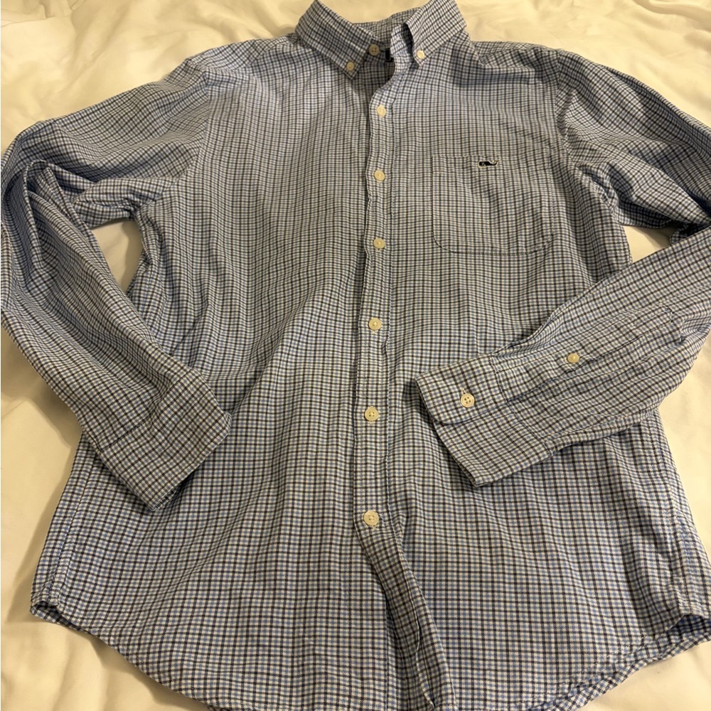 Vineyard Vines Blue and White Checkered Shirt‎